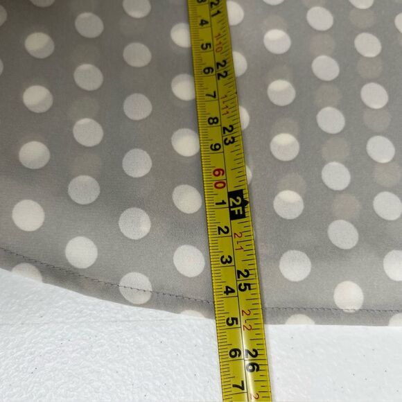 Loft Ann Taylor Gray Polka Dot Button Front Blouse Peter Pan Collar Women Small - Picture 9 of 10